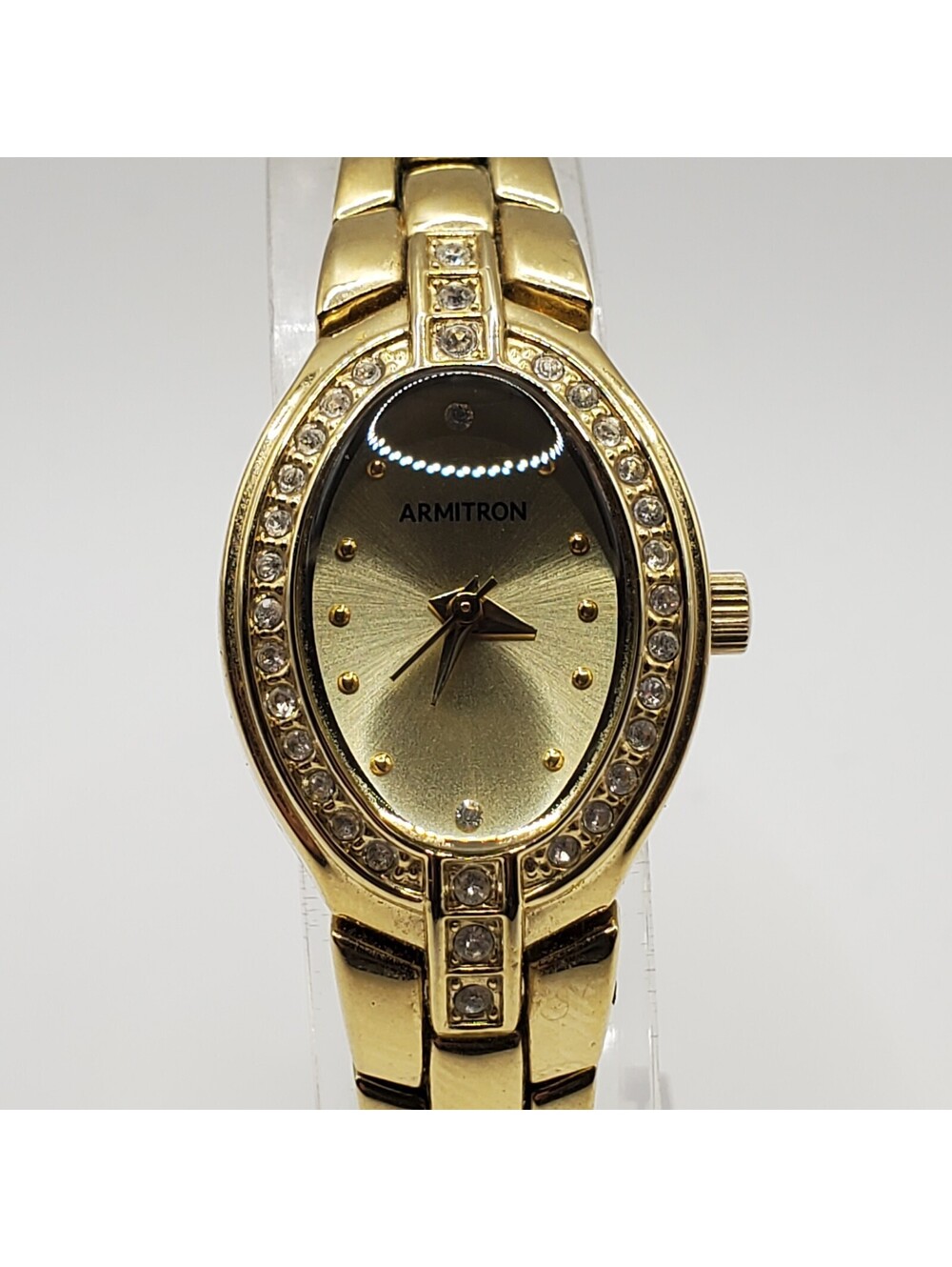 Armitron Rhinestone Bezel Watch Women 20mm Gold Tone New Battery